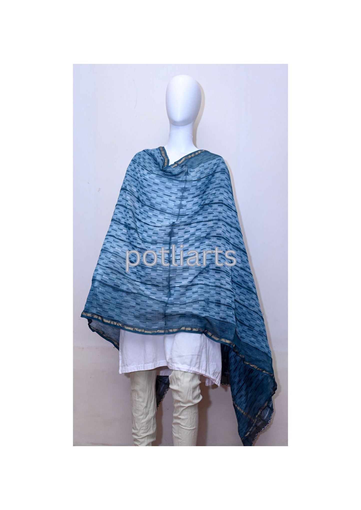 Shibori Indigo Chanderi Dupatta - Cotton / Silk