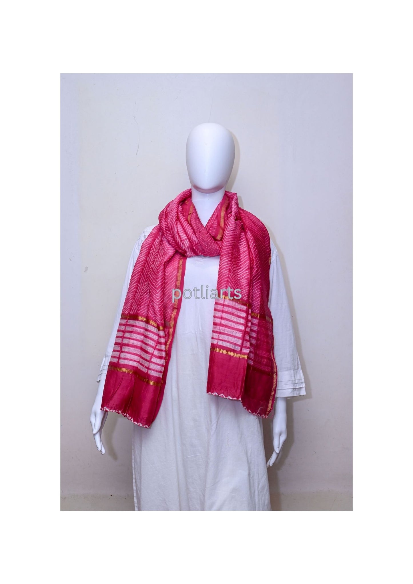Shibori Chanderi Pink Dupatta 3