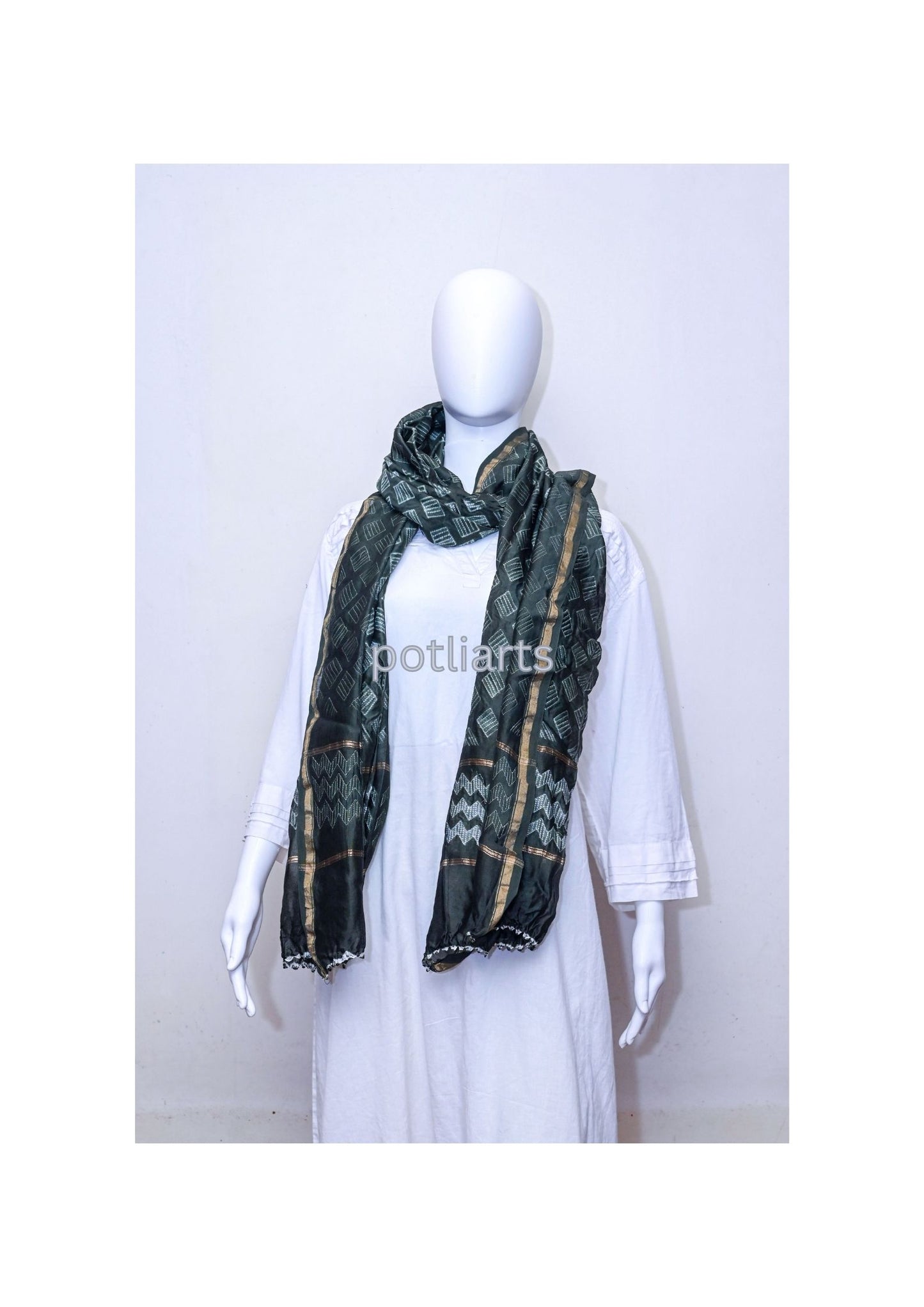 Shibori Indigo Dupatta Silk