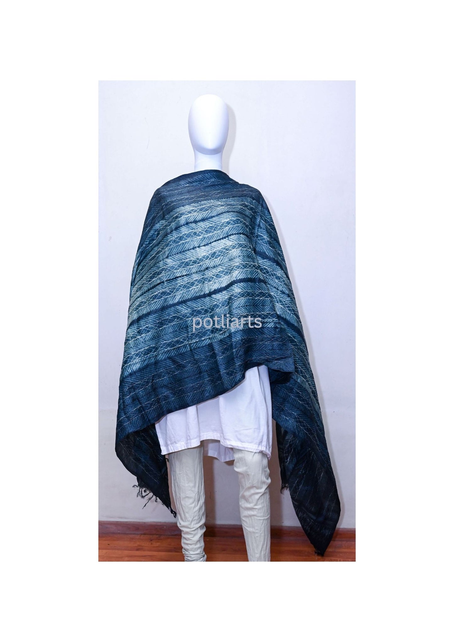 Shibori Indigo Dupatta Silk