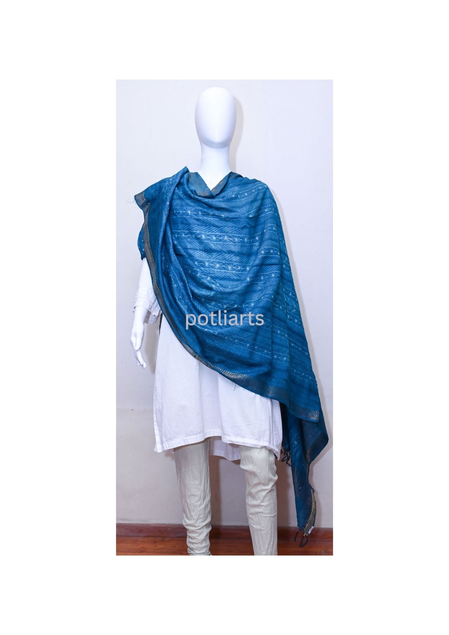 Shibori Blue Dupatta Silk