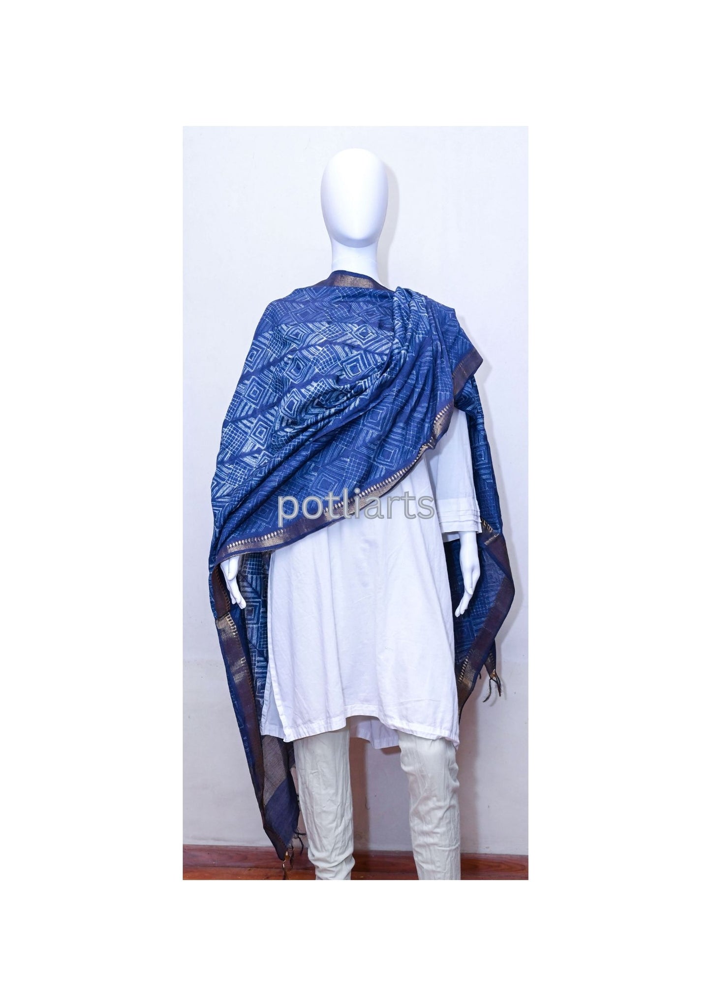 Shibori Indigo Dupatta Silk