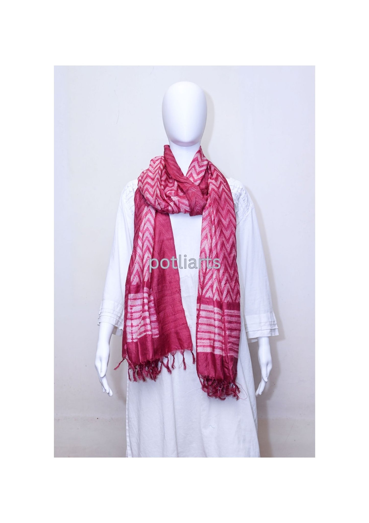 Shibori Pink Dupatta Silk