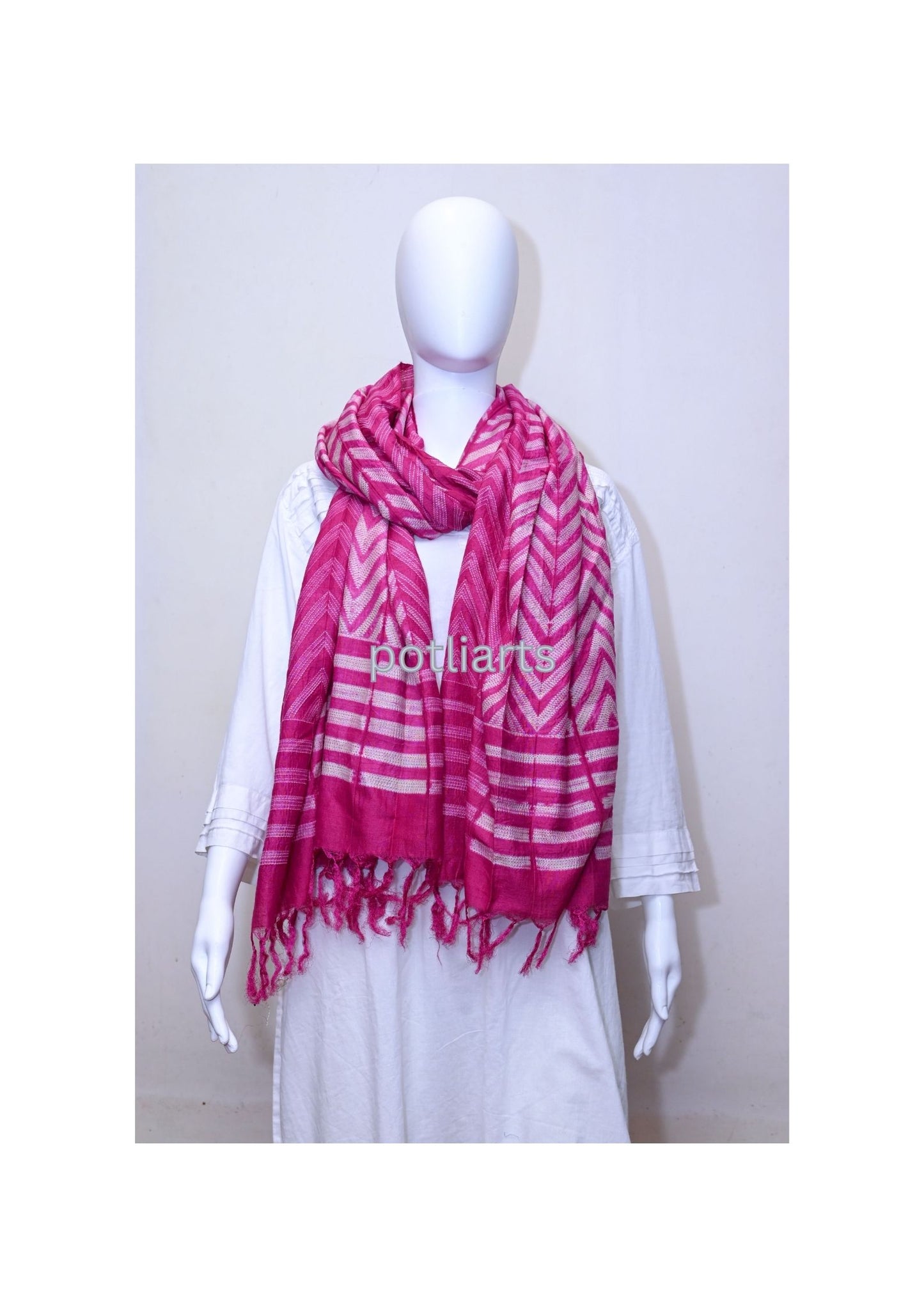 Shibori Pink Dupatta Silk