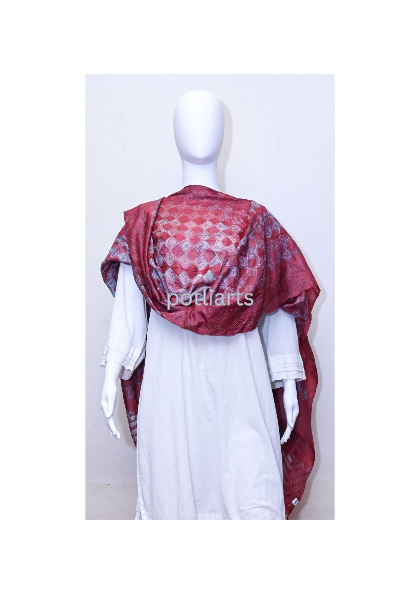 Shibori Red Dupatta Silk