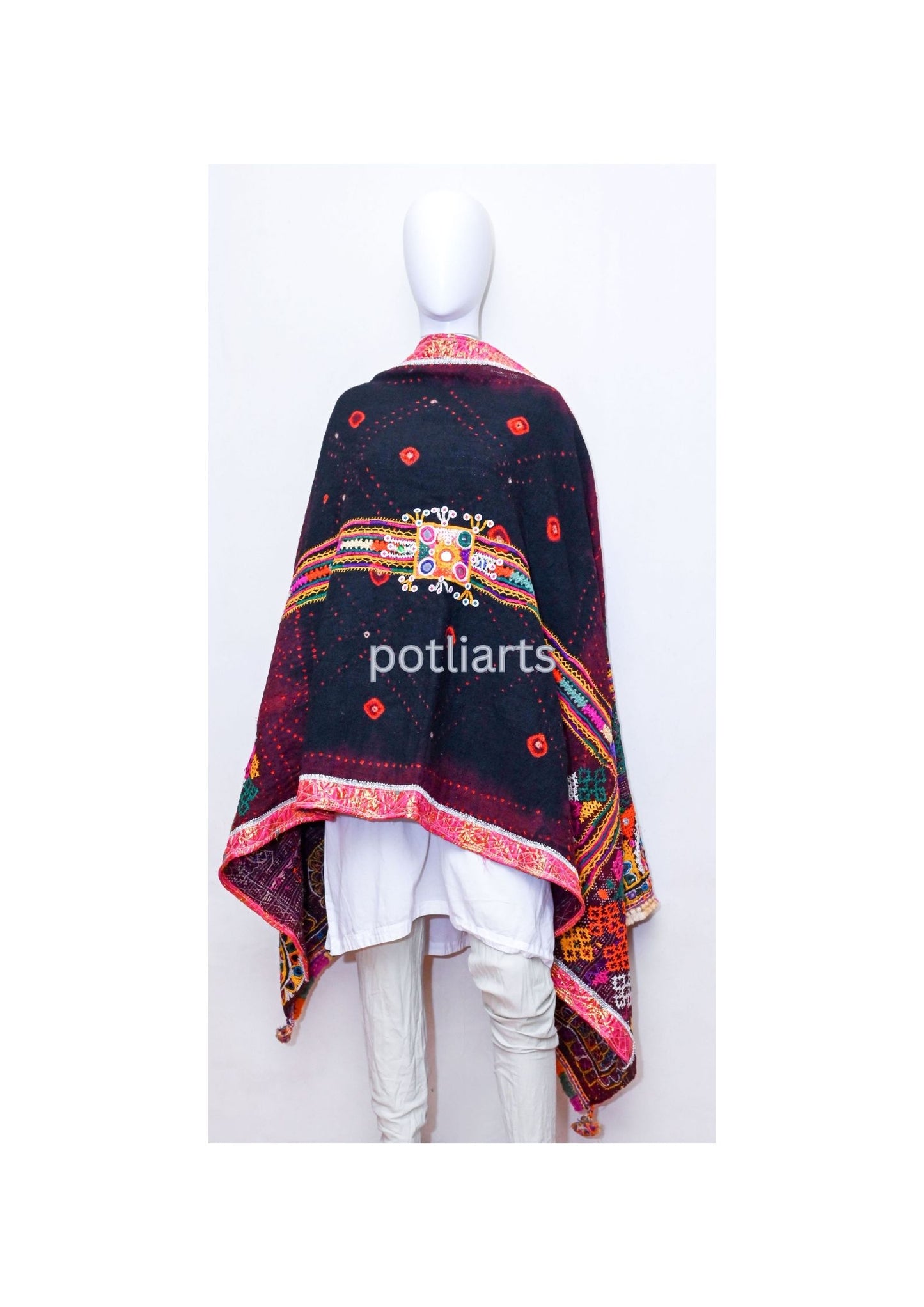 Vintage Woollen Shawl Rabari Hand Embroidery