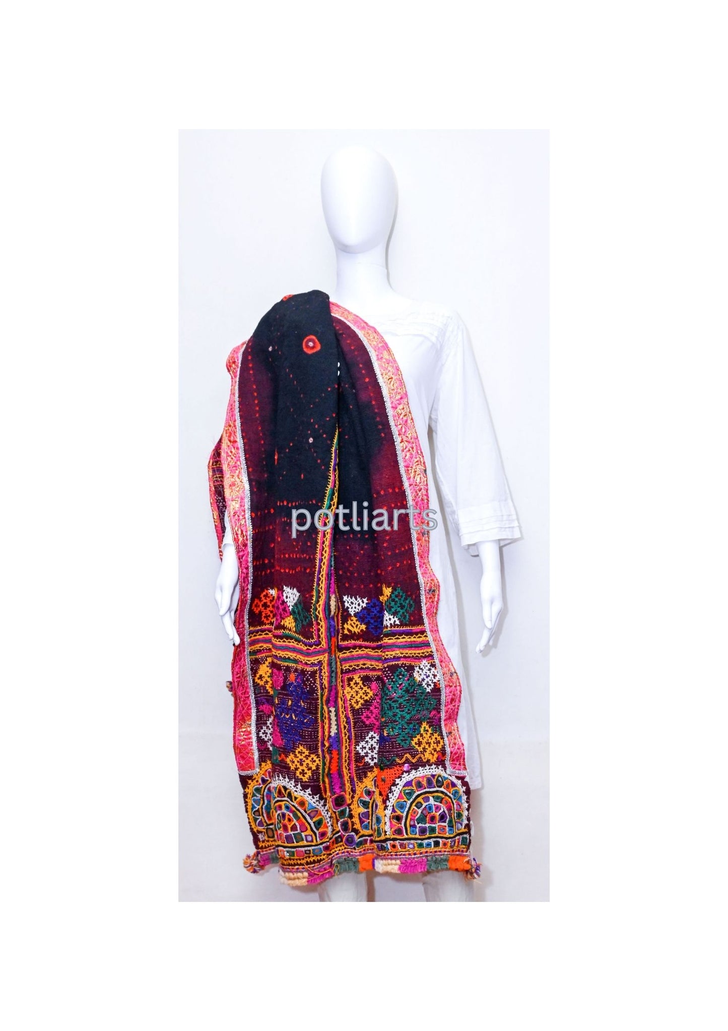 Vintage Woollen Shawl Rabari Hand Embroidery