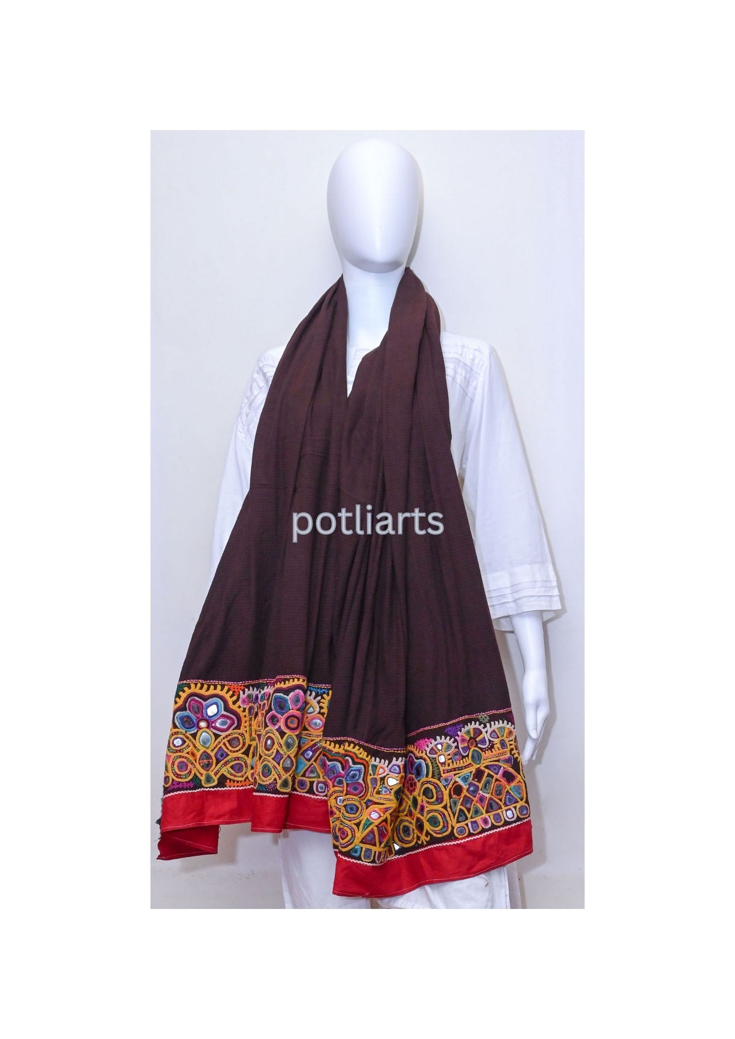 Vintage Dupatta Cotton Rabari Hand Embroidery