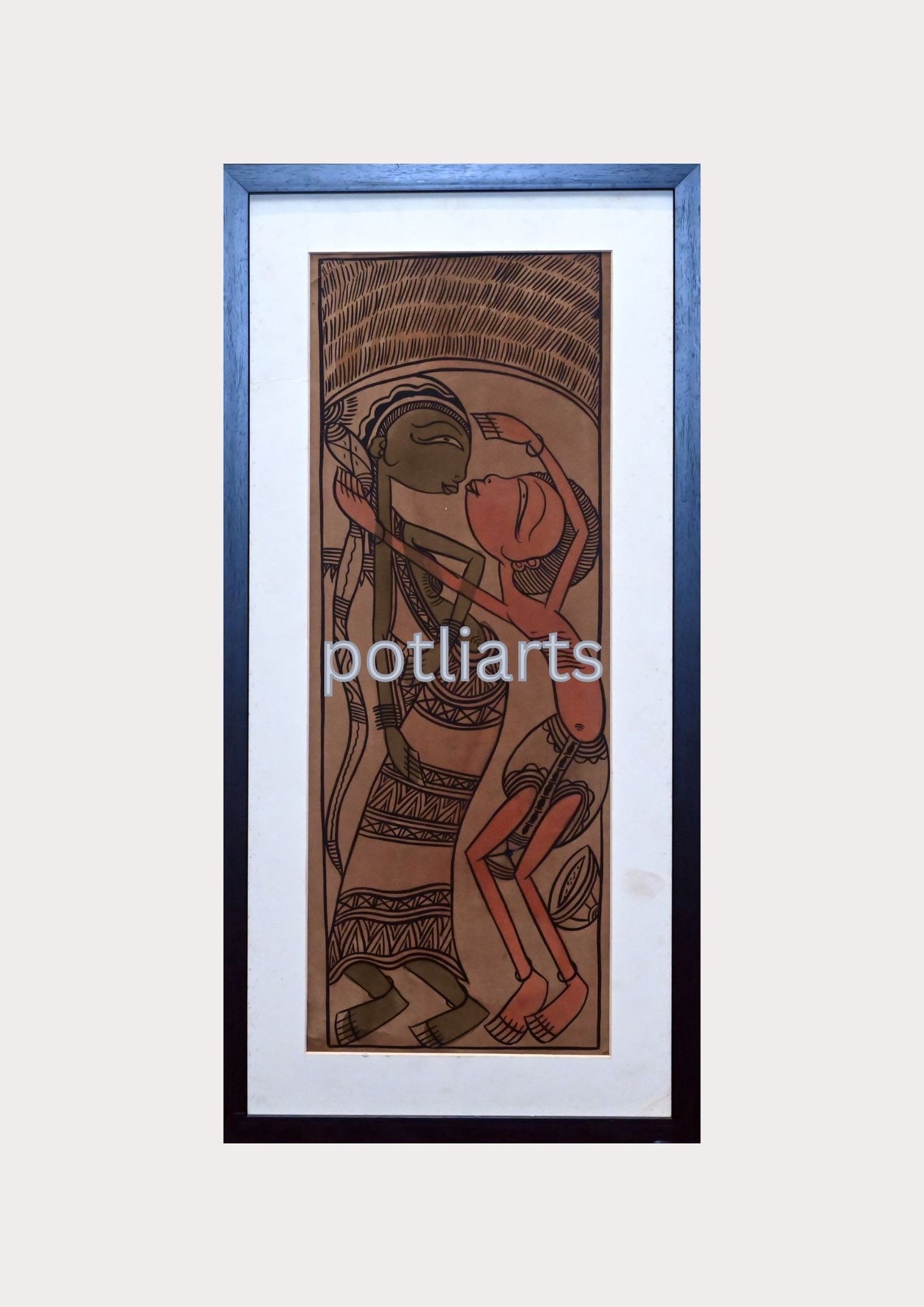 Santhal Art, Dancing Couple, 11.9'/23.5"