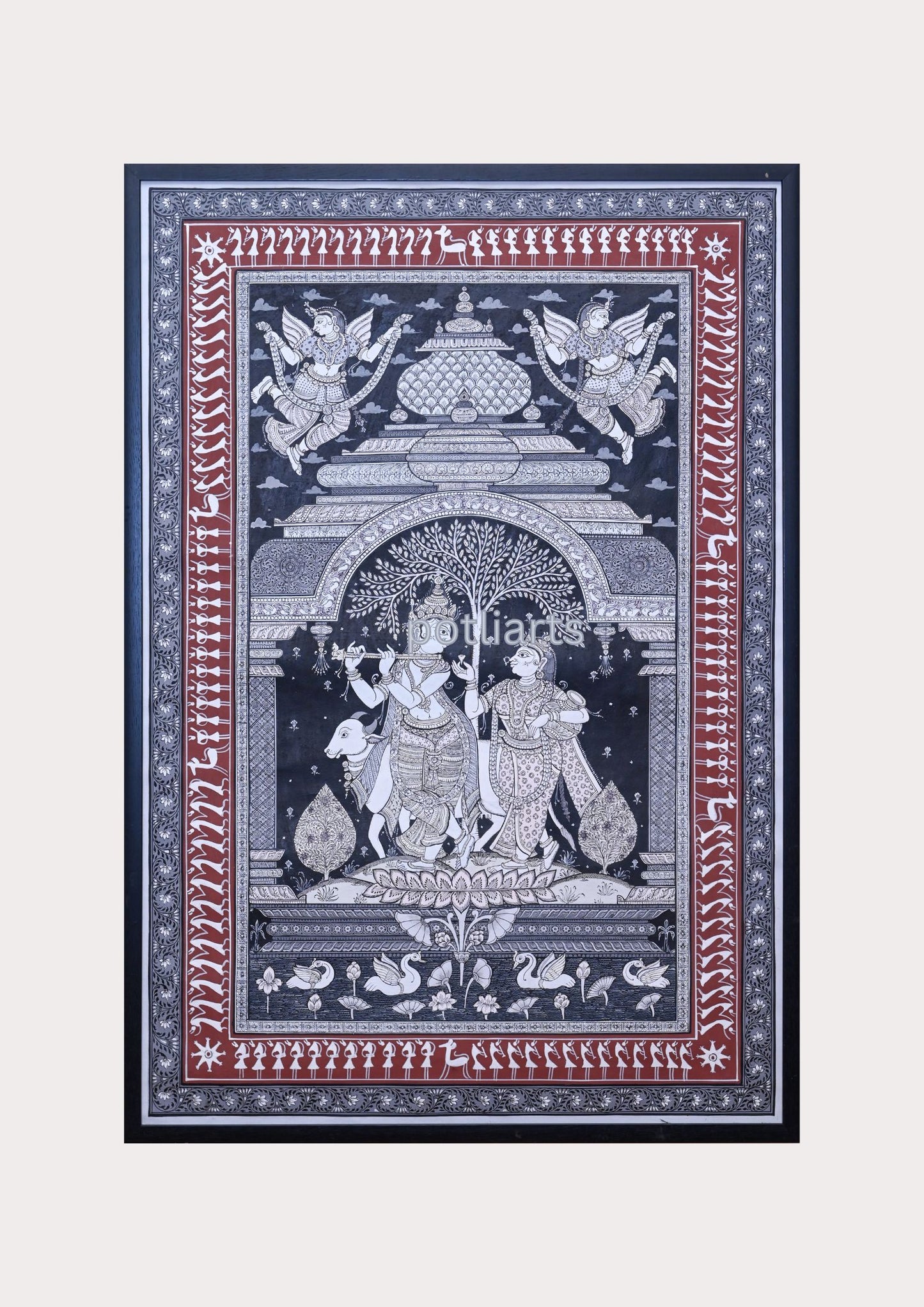 Patachitra Orissa, Radha Krishna, 26"/38"