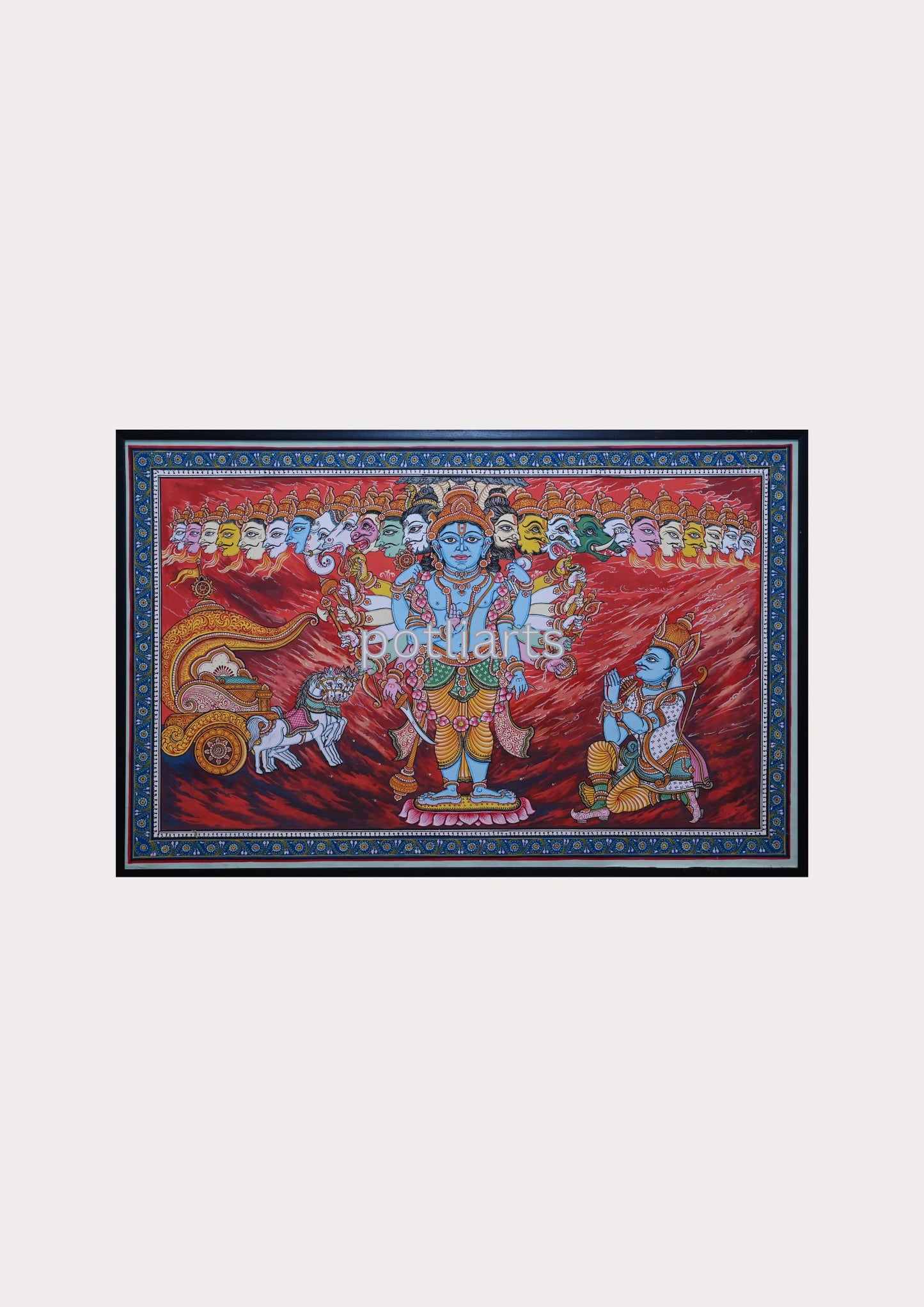 Patachitra Orissa, Krishna Arjuna, 49.9"/32.1", Master Collection