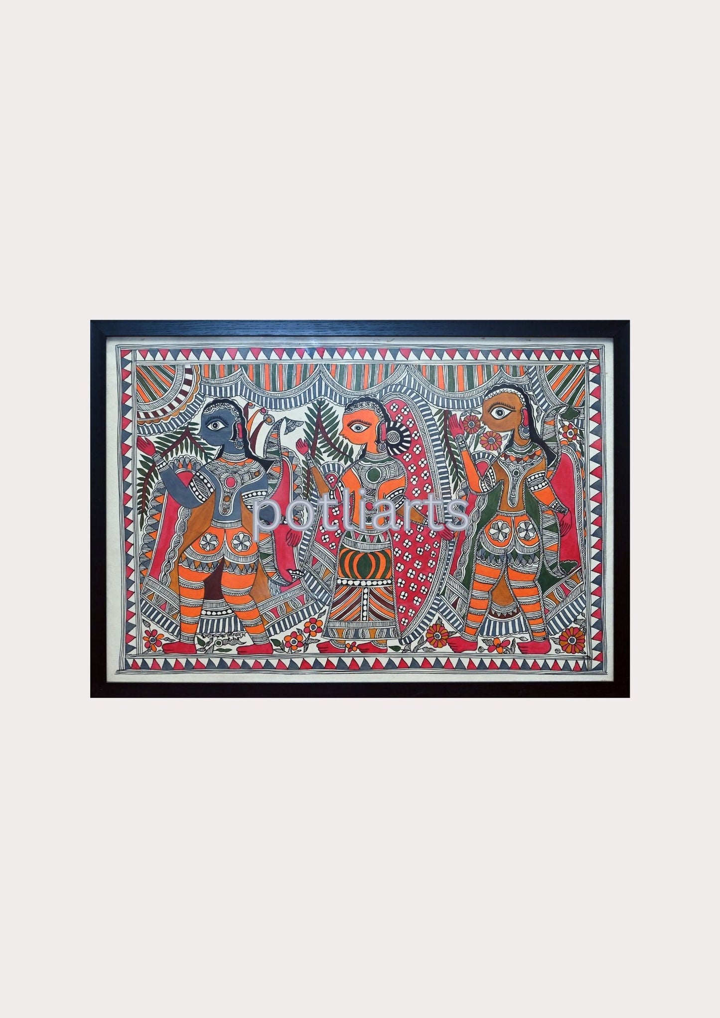 Mithila Art - Ram, Sita Laxman, 23"/16.1"