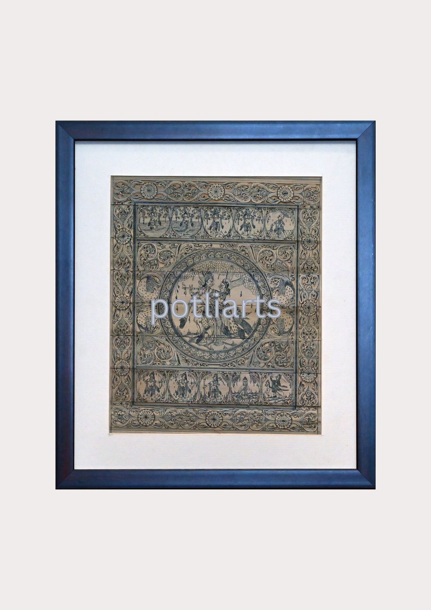 Palm Leaf Art, Radha Krishna Leela and Dus Avatar, 12.2"/14"