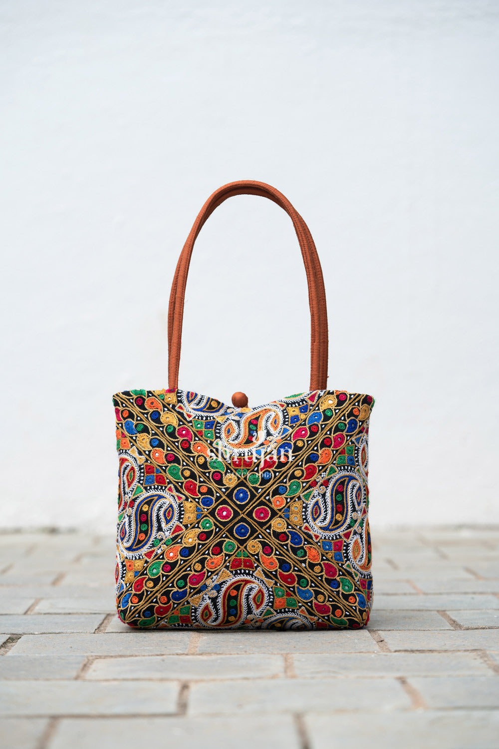 Silk Ahir Hand Embroidered Evening Bag