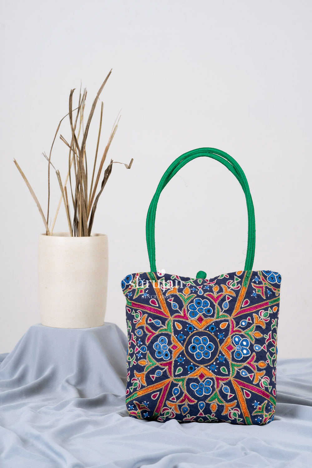 Silk Ahir Hand Embroidered Evening Bag