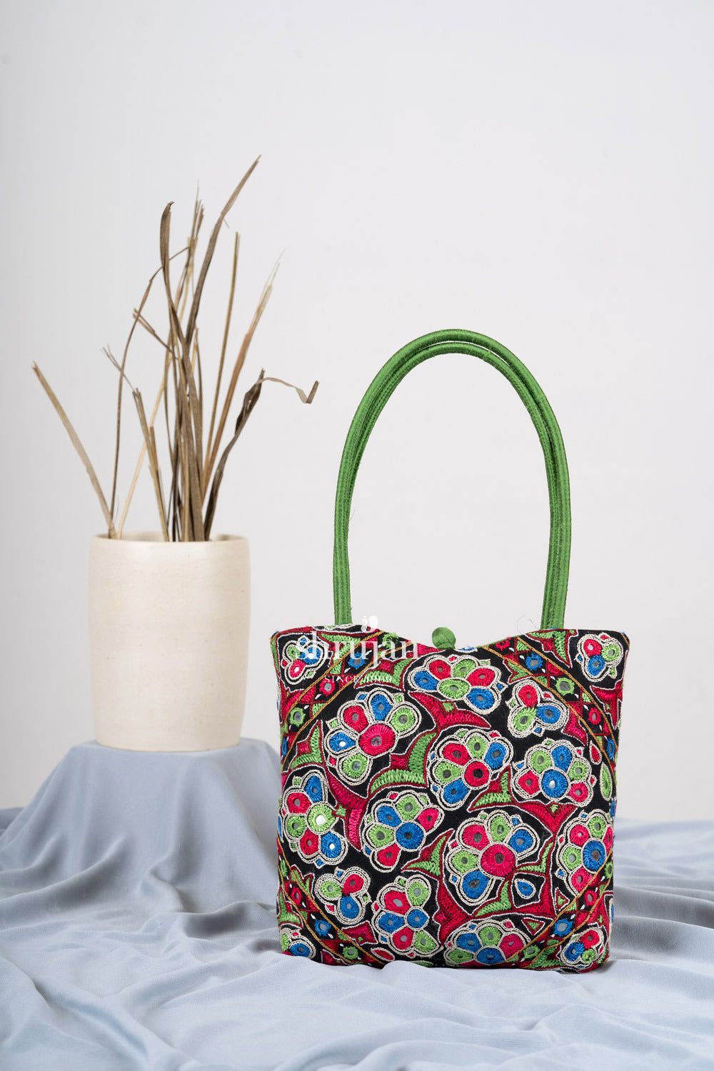 Silk Ahir Hand Embroidery Evening Bag