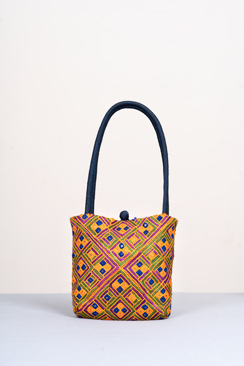 Hand embroidered Handbag - silk