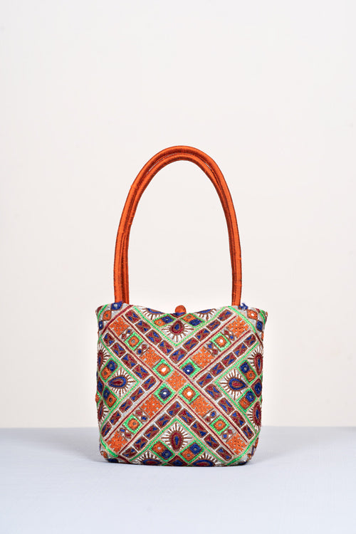 Hand embroidered Handbag - silk
