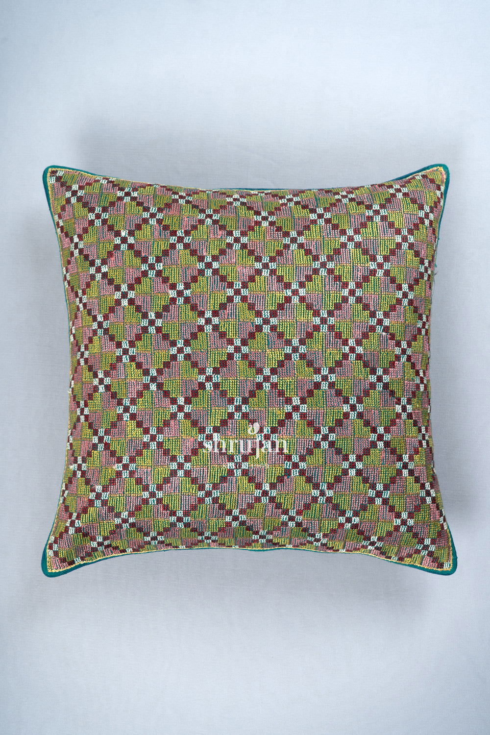 Cotton and Silk Jat Garasiya Cushion Cover