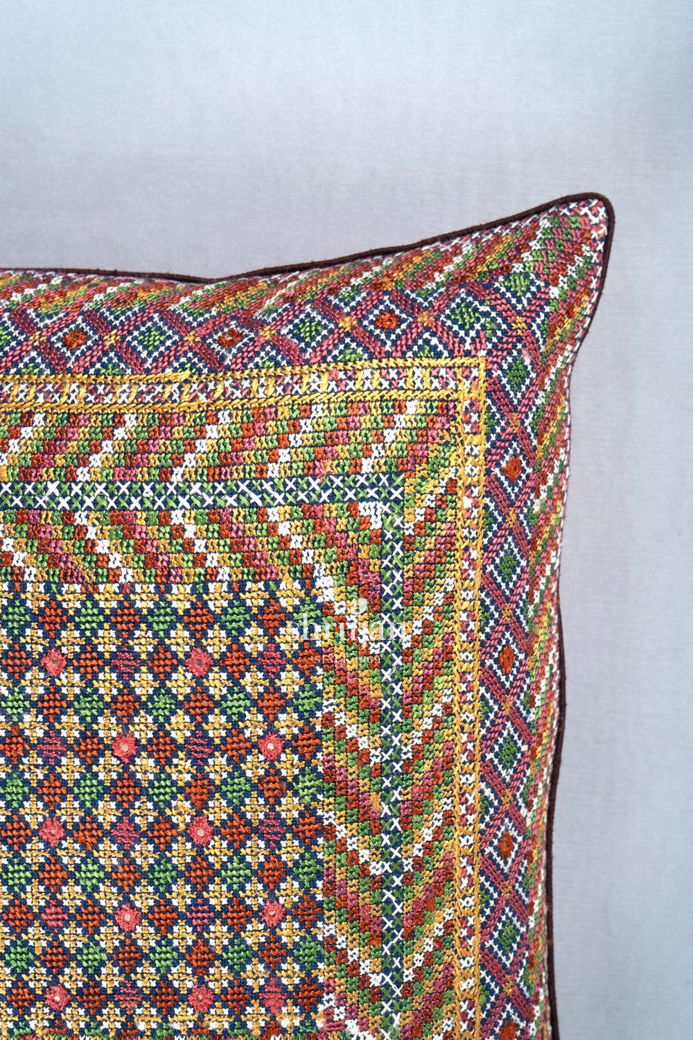 Jat Garasiya Hand Embroidered Cushion Cover
