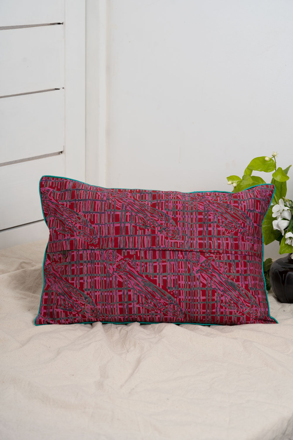 Jat Garasiya Hand Embroidered Cushion Cover, 18"/12"