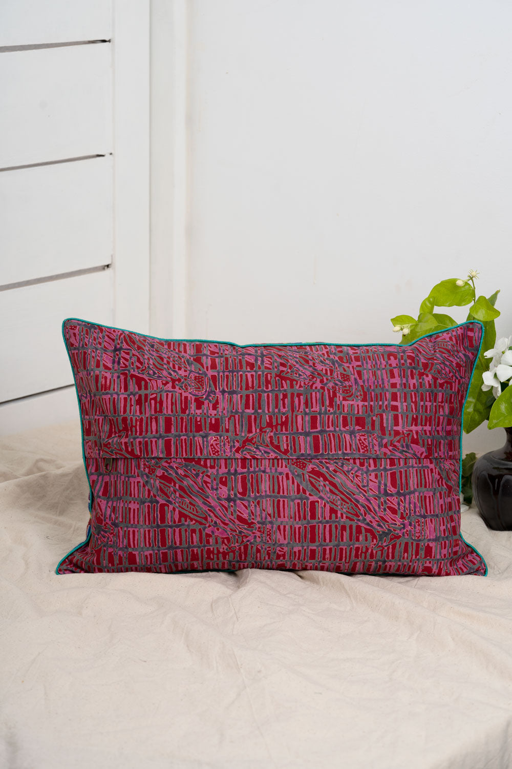 Jat Garasiya Hand Embroidered Cushion Cover, 18"/12"