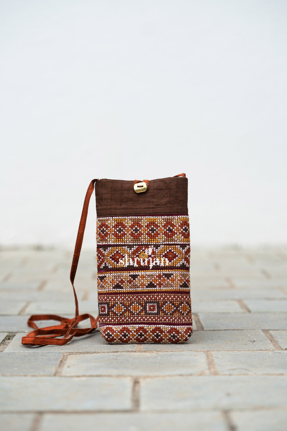 Silk Jat Garasiya Hand Embroidered Mobile Pouch
