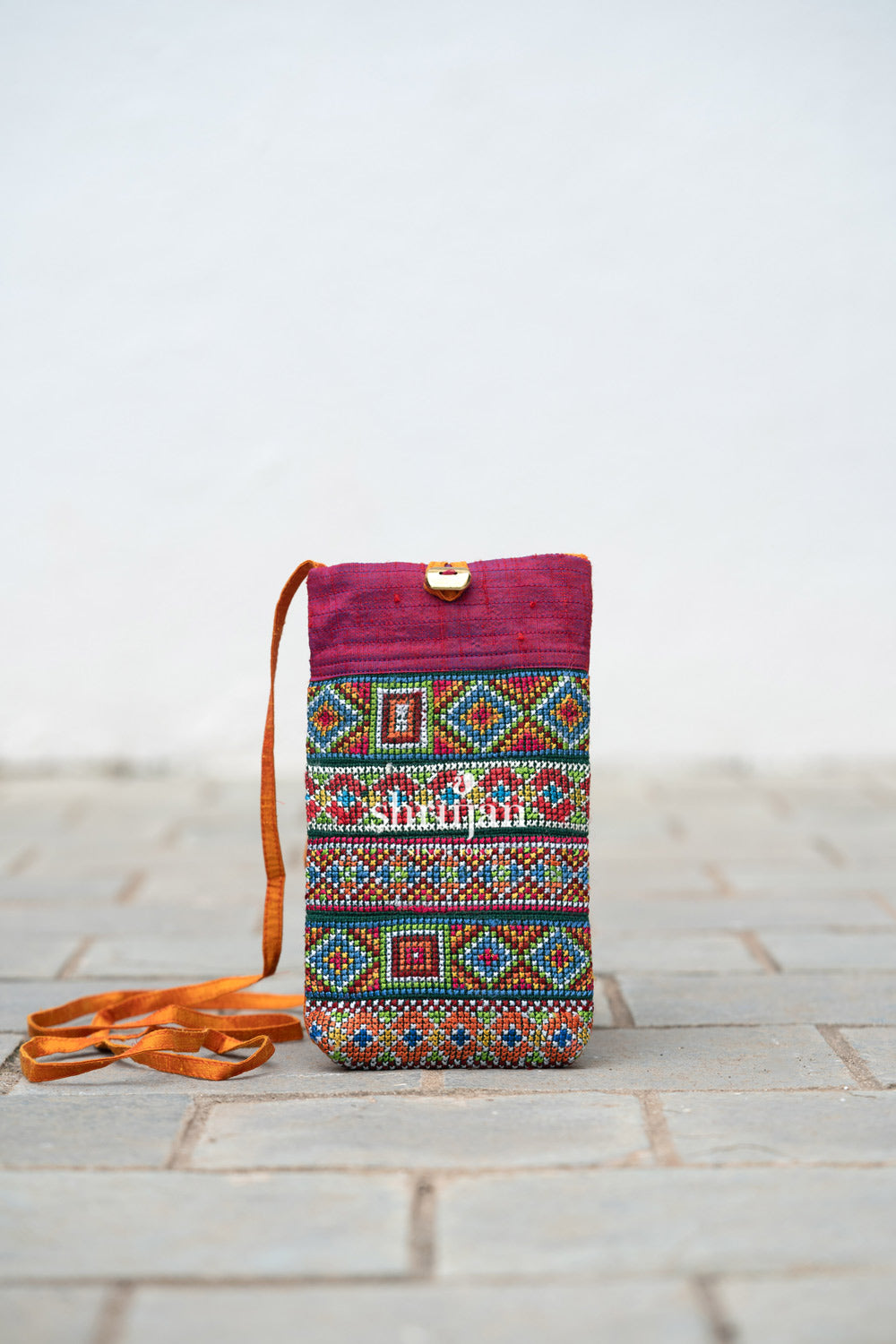 Silk Jat Garasiya Hand Embroidered Mobile Pouch