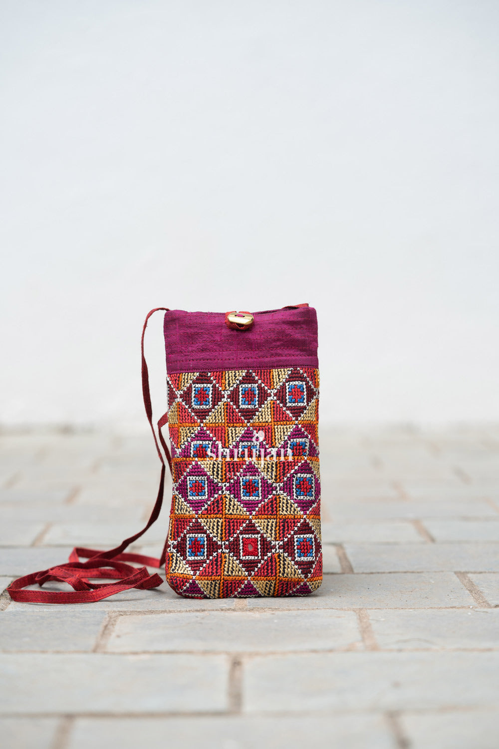 Silk Jat Garasiya Hand Embroidered Mobile Pouch