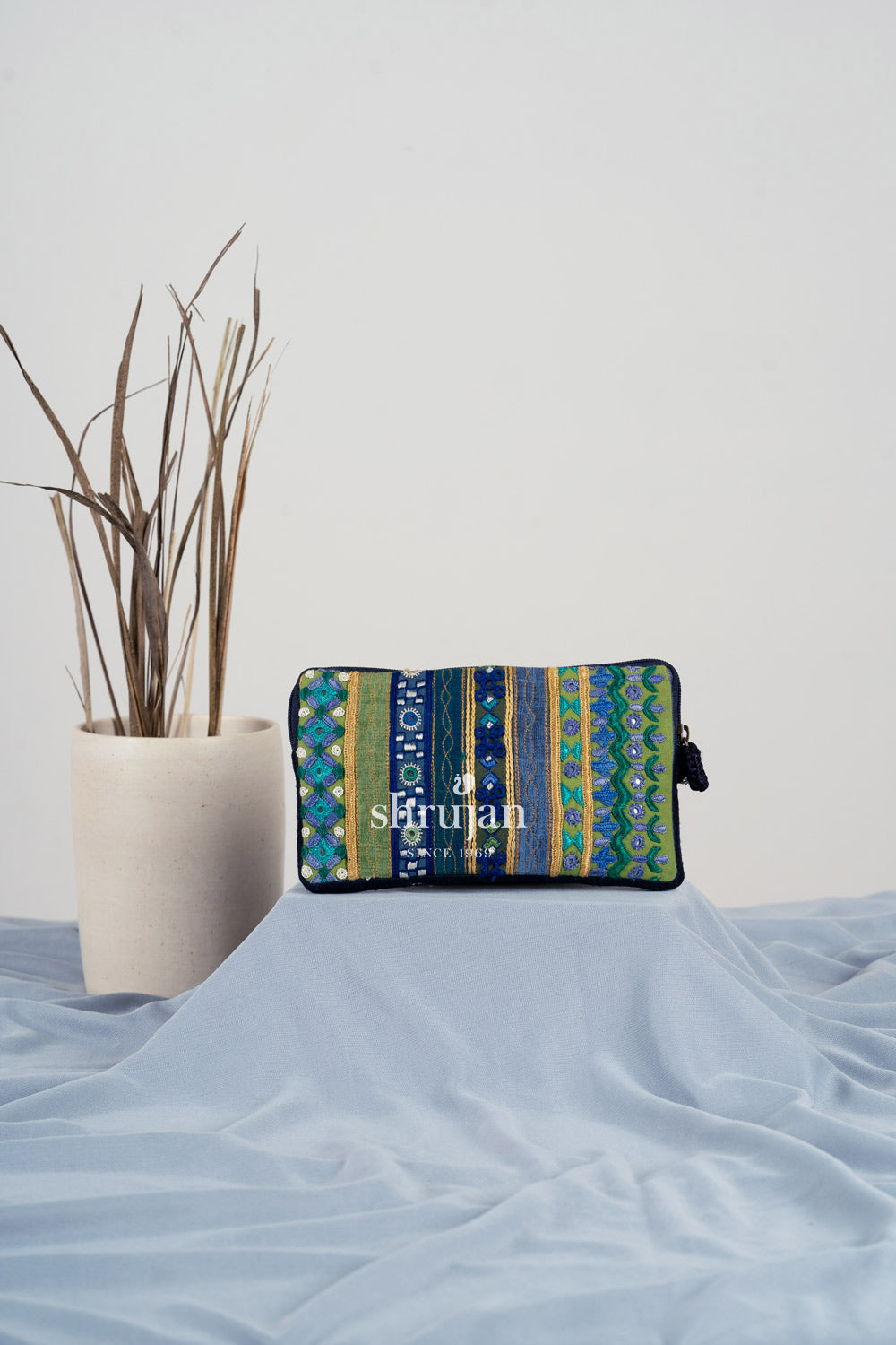 Silk Pakko Hand Embroidered Clutch