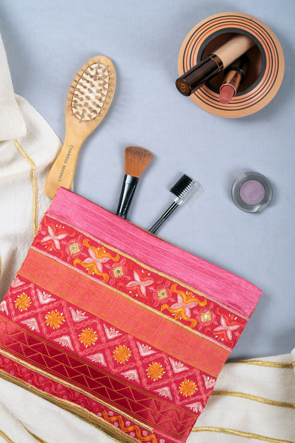 Silk Hand Embroidered Pakko Clutch
