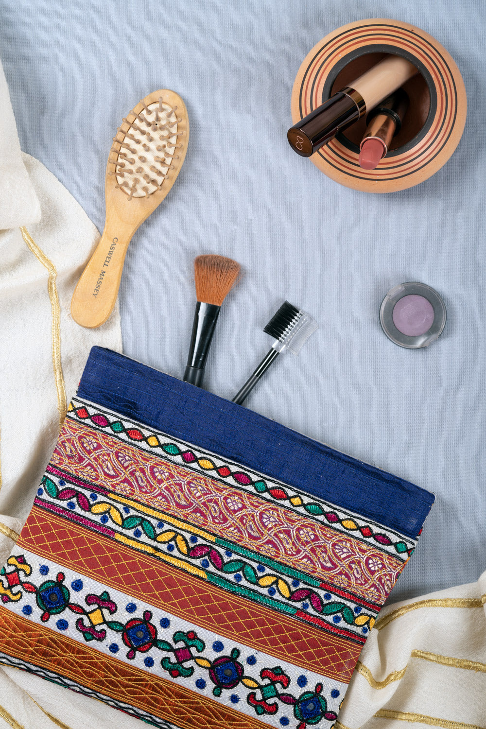 Silk Ahir Hand Embroidery Clutch