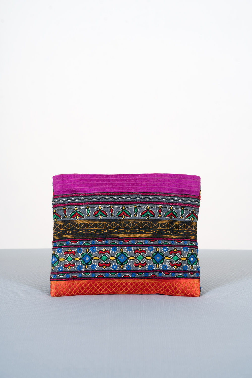 Silk Ahir Hand Embroidery Clutch