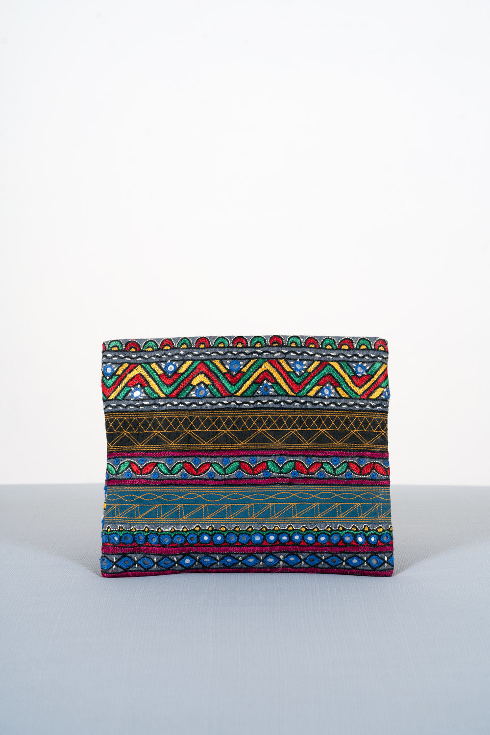 Silk Ahir Hand Embroidery Clutch