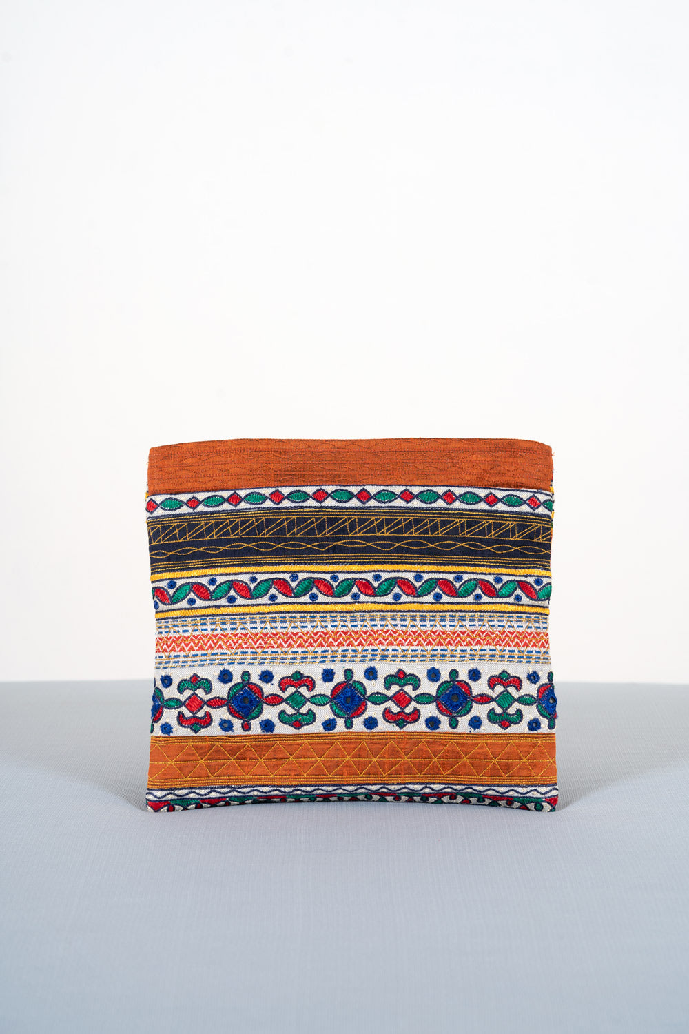 Silk Ahir Hand Embroidered Clutch