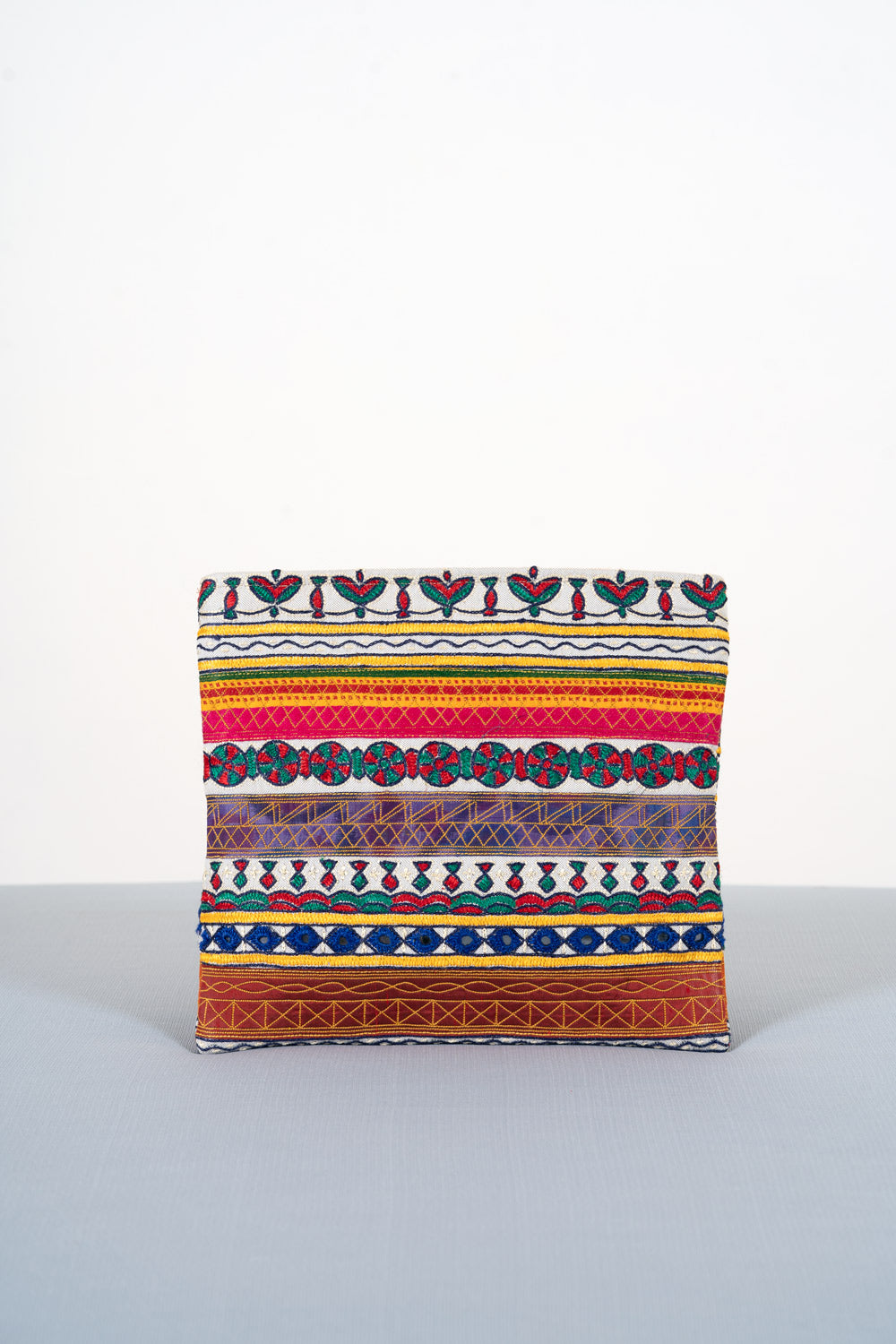 Silk Ahir Hand Embroidered Clutch