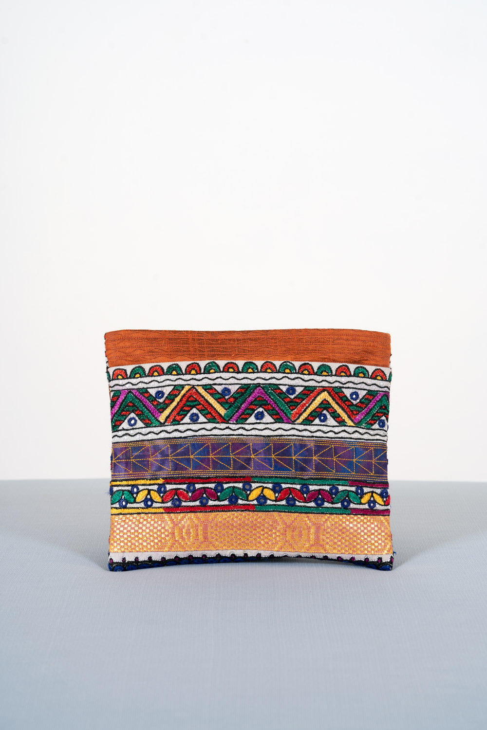 Silk Ahir Hand Embroidered Clutch