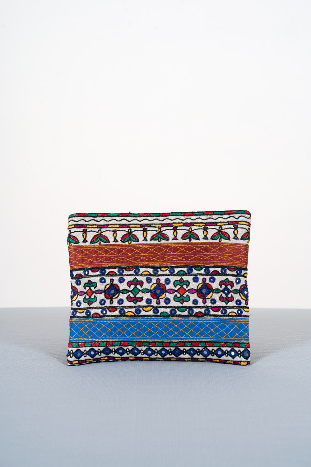 Silk Ahir Hand Embroidered Clutch