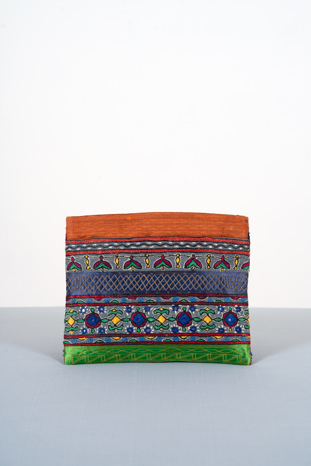 Silk Ahir Hand Embroidered Clutch