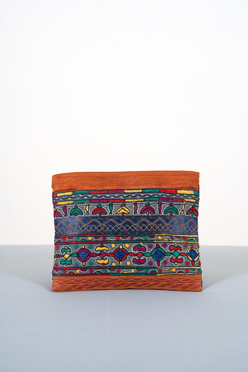 Silk Ahir Hand Embroidered Clutch