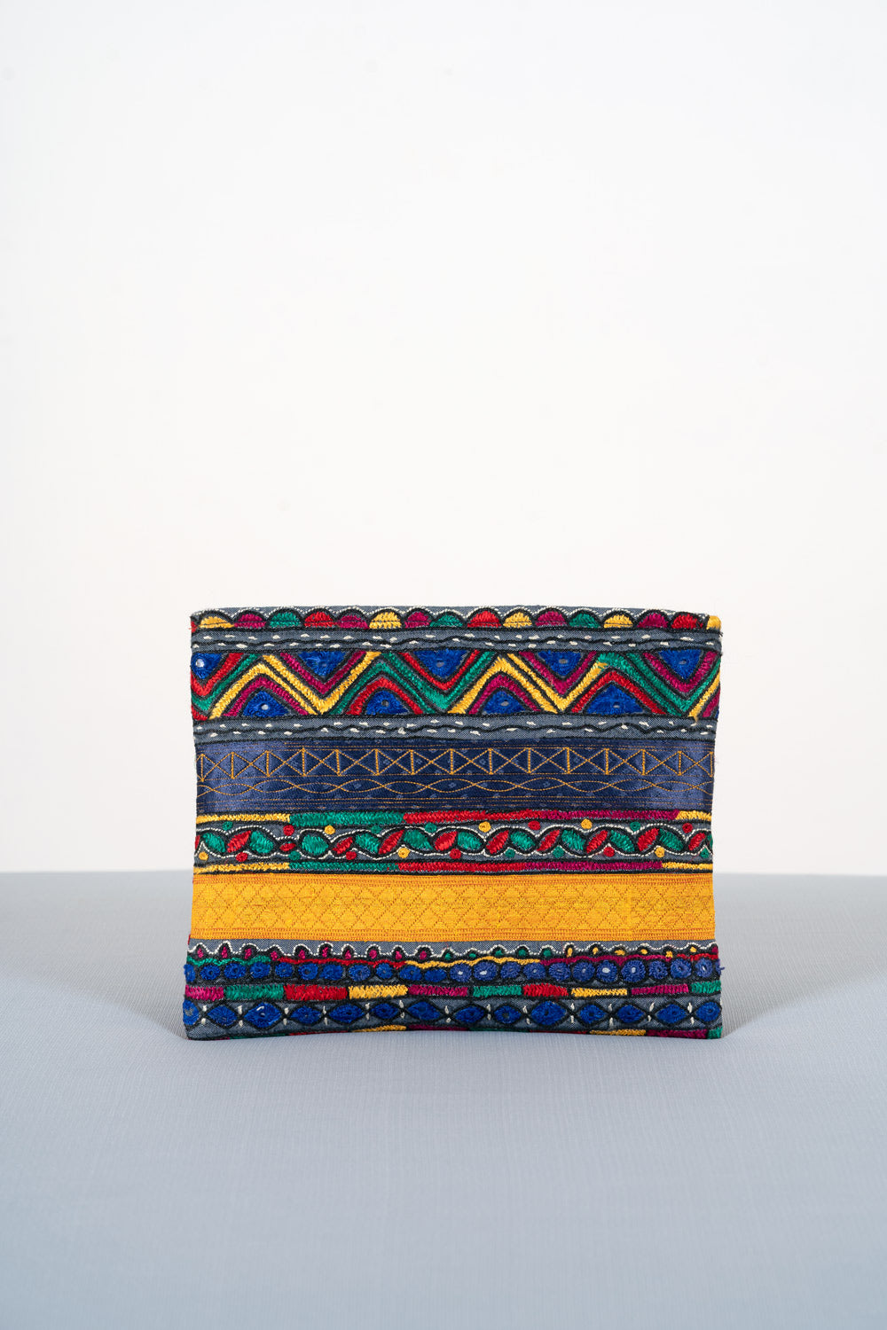Silk Ahir Hand Embroidered Clutch