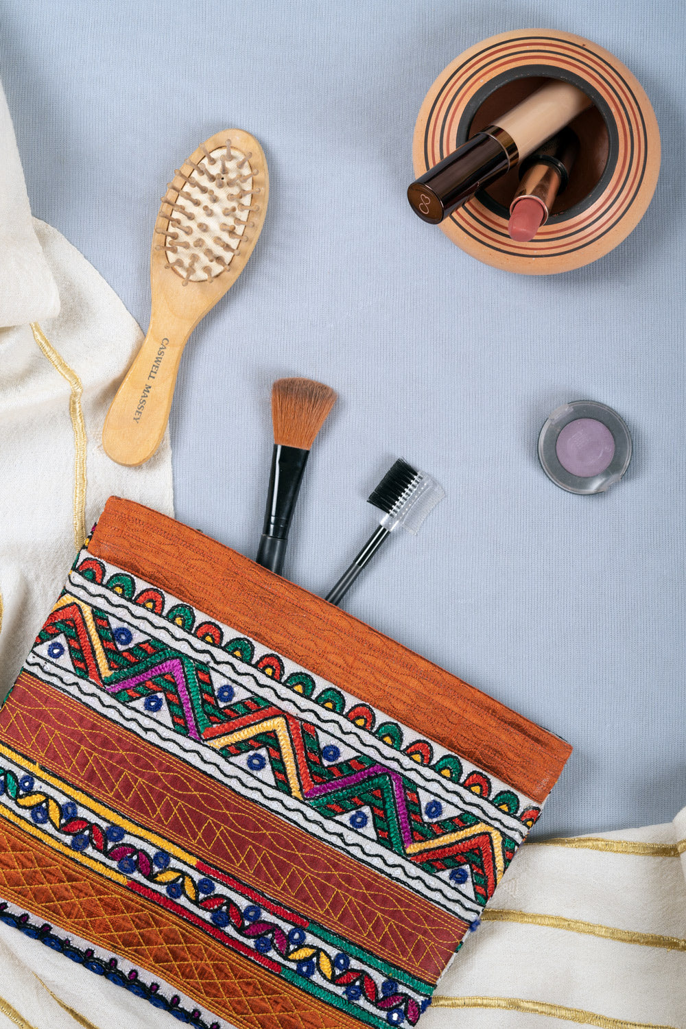 Silk Ahir Hand Embroidery Clutch