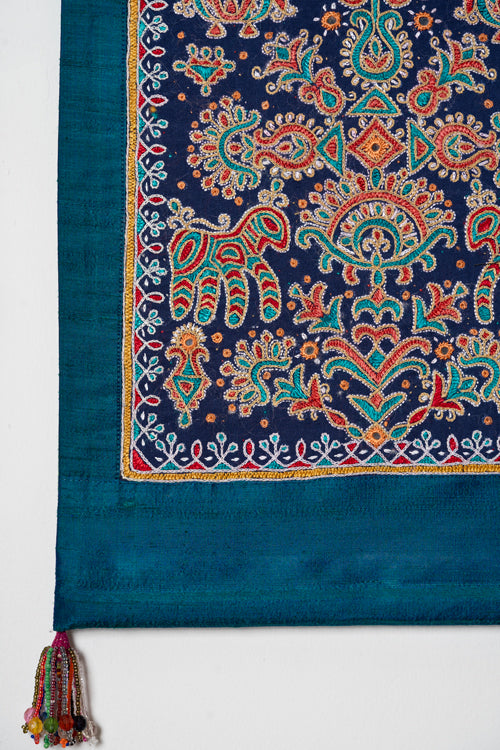 Wall Hanging - Silk, 18"/12", Ahir tribal hand embroidery