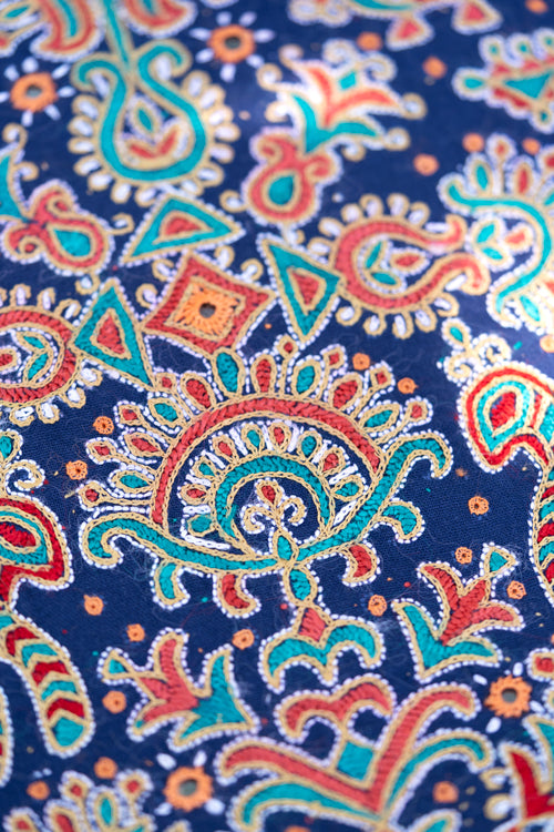 Wall Hanging - Silk, 18"/12", Ahir tribal hand embroidery