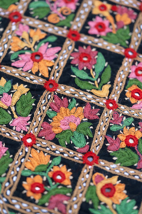 Wall Hanging - Silk, Pakko tribal hand embroidery, 24"/14"