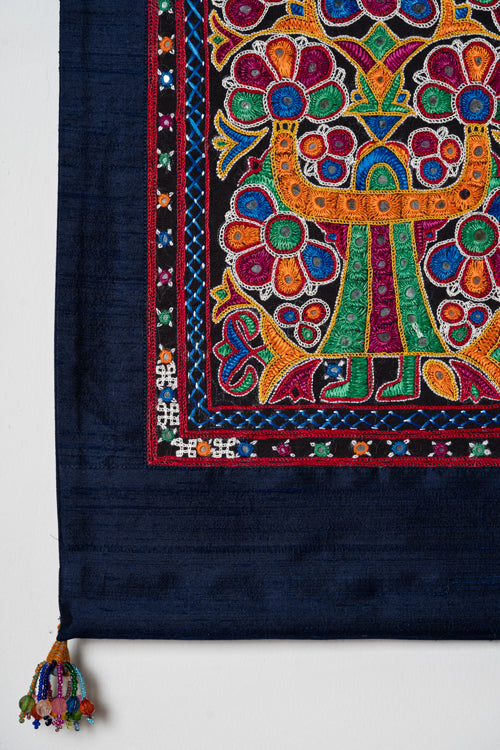 Wall Hanging - Silk, 18"/12", Ahir tribal hand embroidery