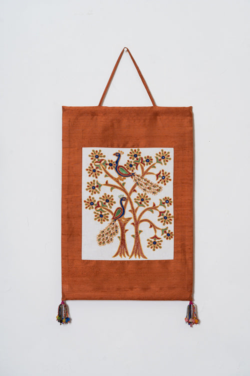 Hand Embroidered Wall Hanging - silk