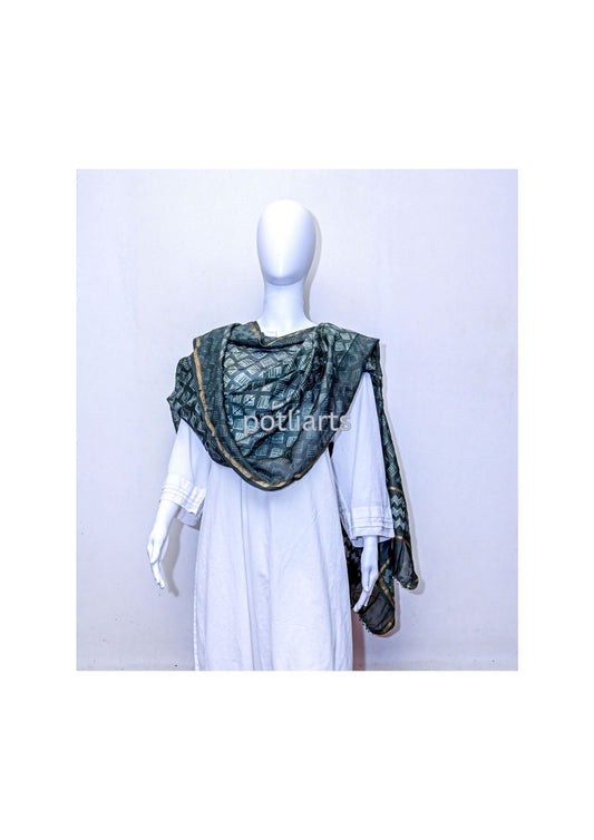Shibori Silk Indigo Dupatta 3