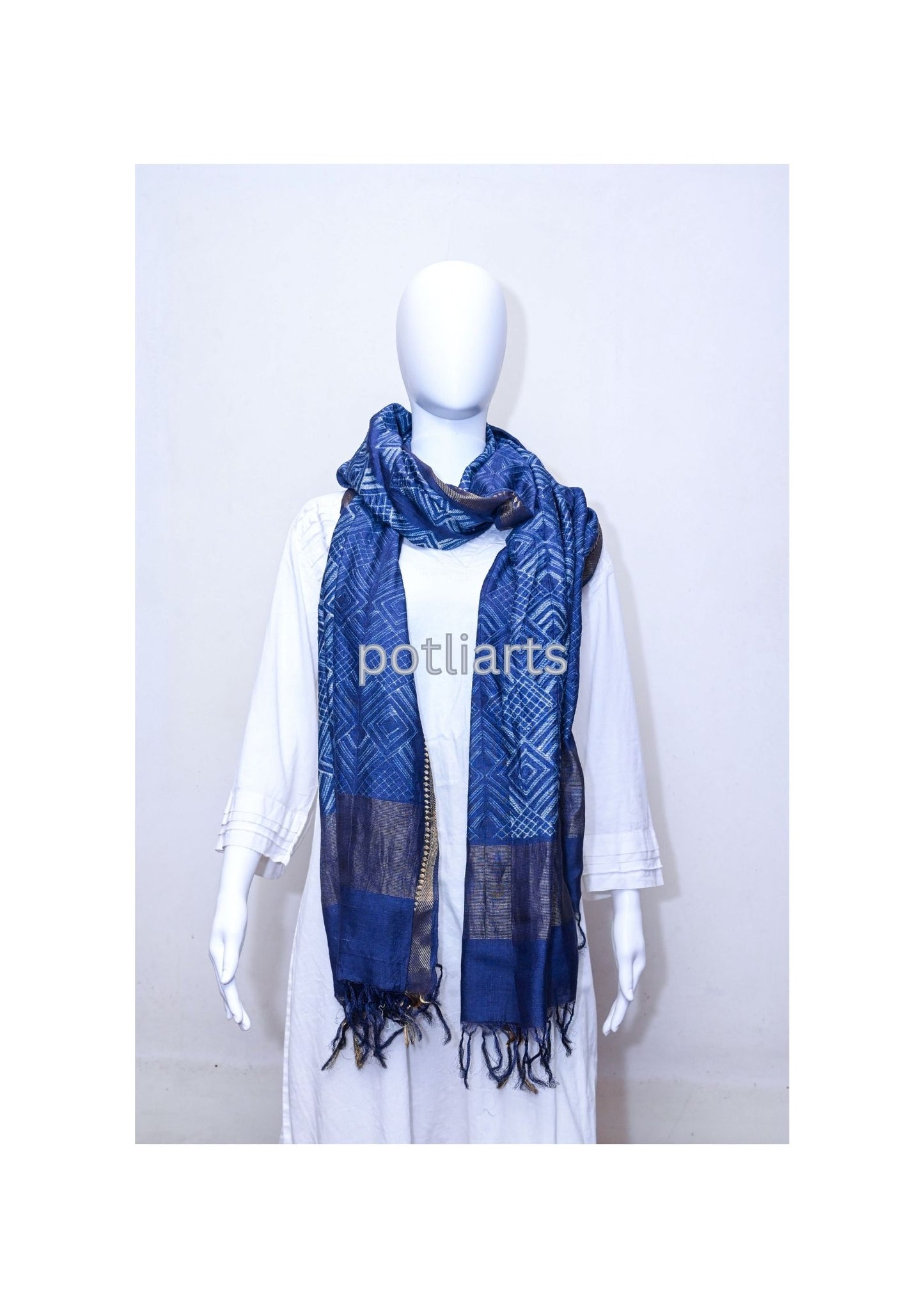 Shibori Indigo Dupatta Silk