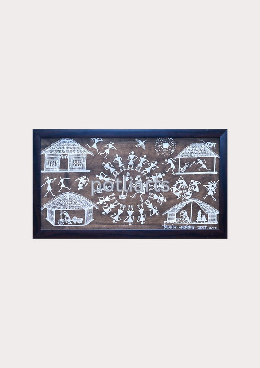 Warli Art, Village Life, 17.5"/10"